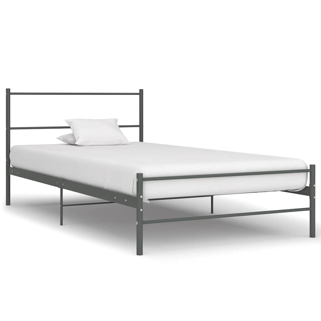 Bettgestell Grau Metall 100 × 200 cm