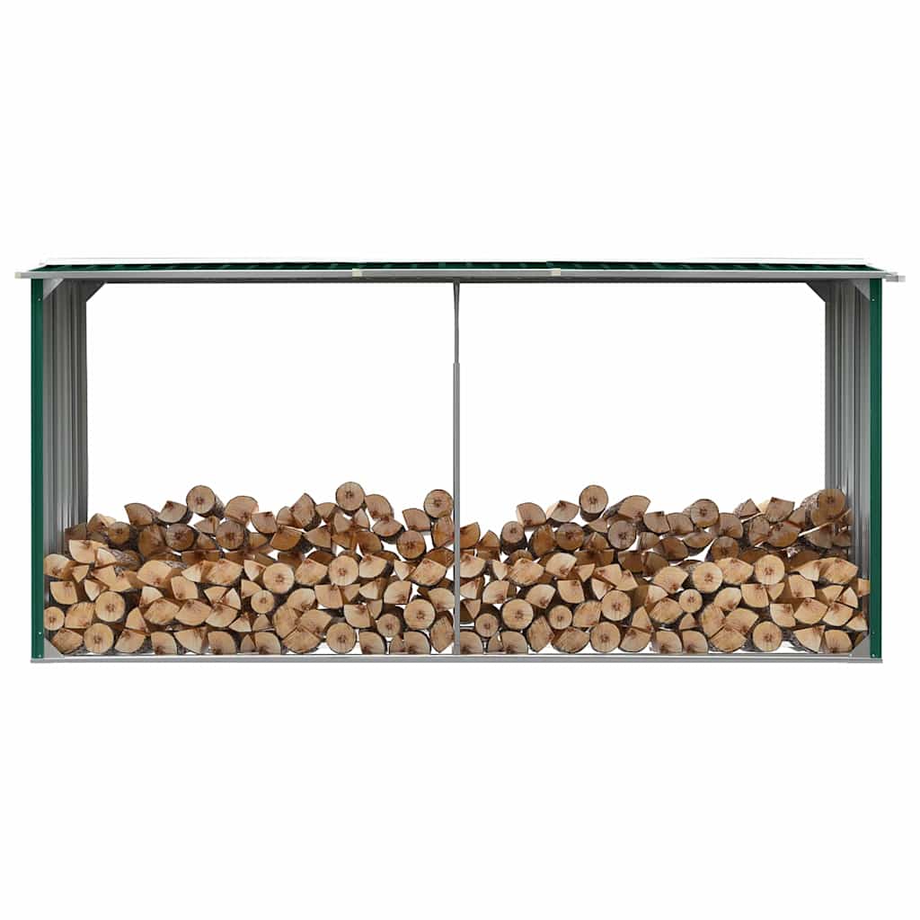 Brennholzlager Verzinkter Stahl 330 x 92 x 153 cm Grün