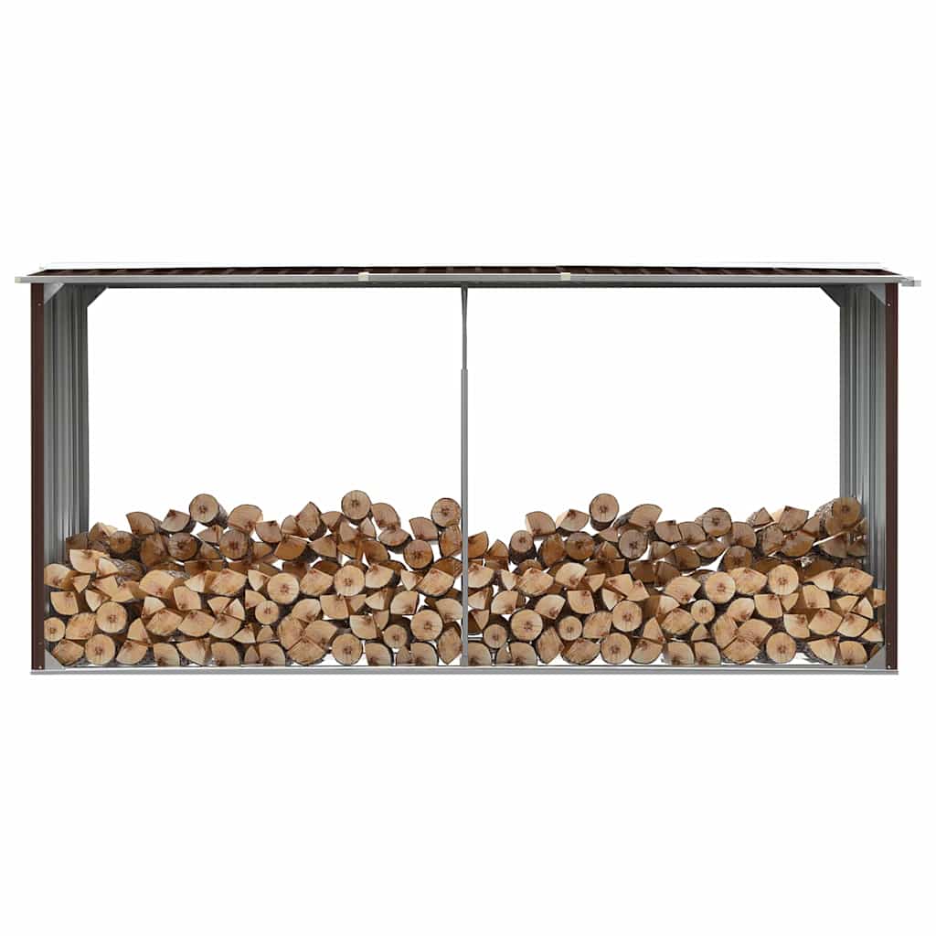Brennholzlager Verzinkter Stahl 330 x 92 x 153 cm Braun