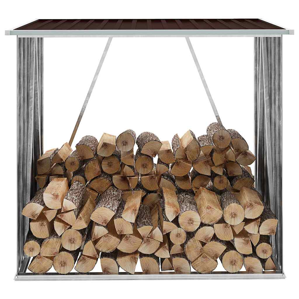 Brennholzlager Verzinkter Stahl 163 x 83 x 154 cm Braun