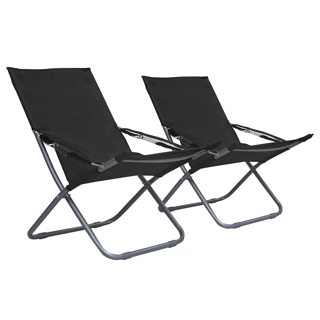 Klappstühle, 2 Stück, Stoff, Schwarz