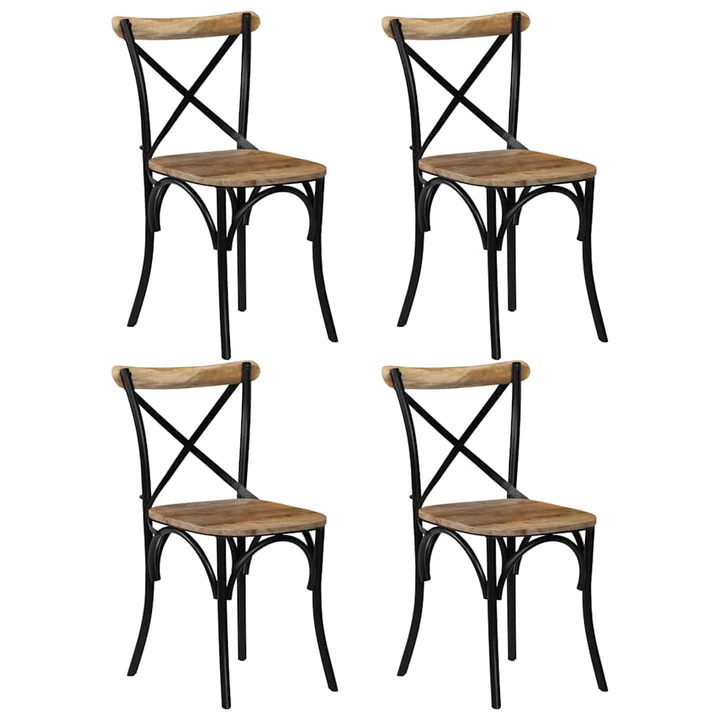 Esszimmerstühle 4 Stk. Schwarz Mango-Massivholz