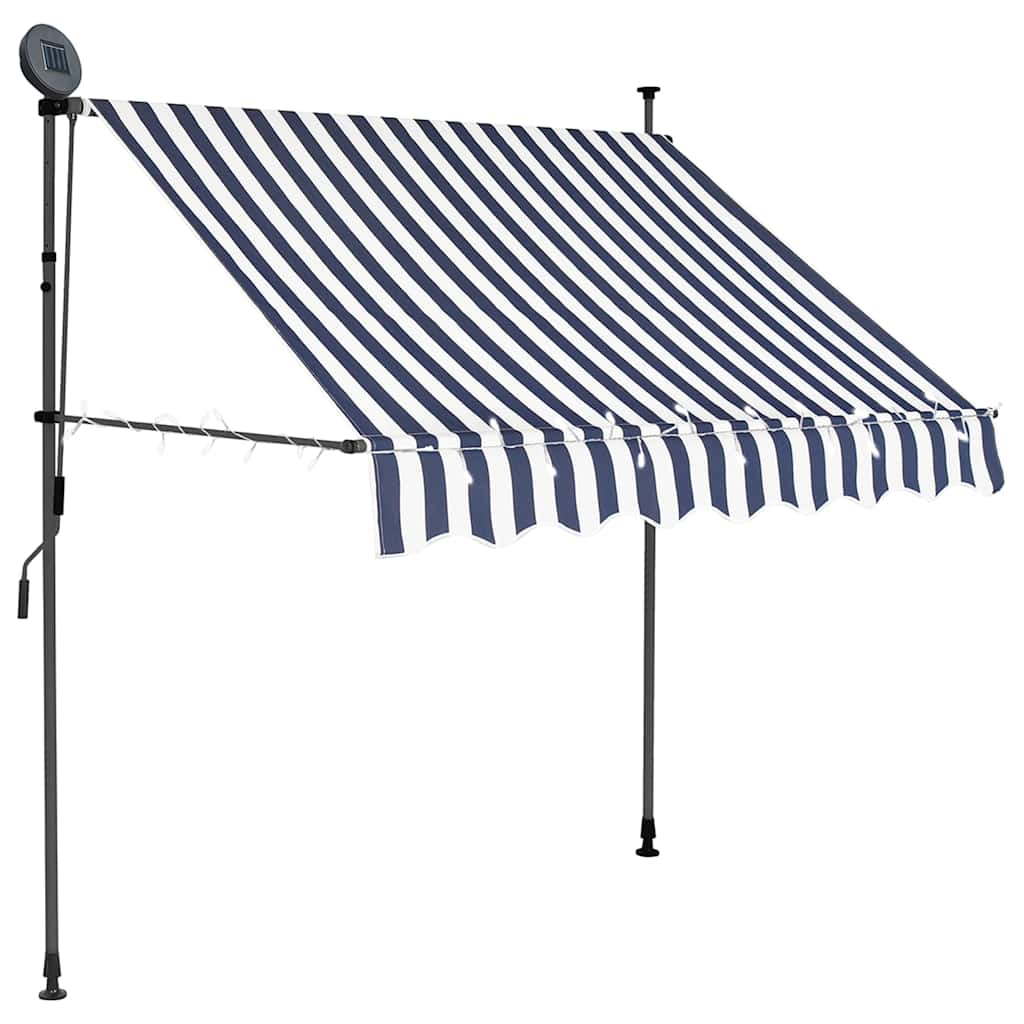 Einziehbare Markise Handbetrieben mit LED 100 cm Blau und Weiß