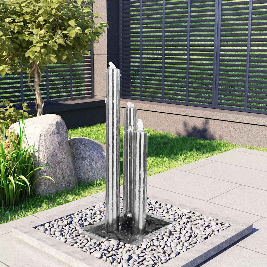 Gartenbrunnen Silbern 48x34x88 cm Edelstahl