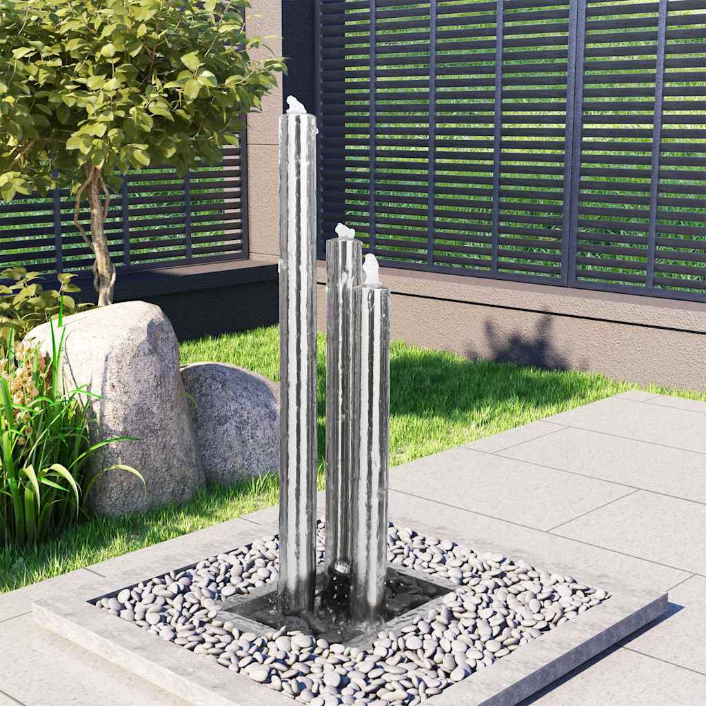 Gartenbrunnen Silbern 48x34x123 cm Edelstahl
