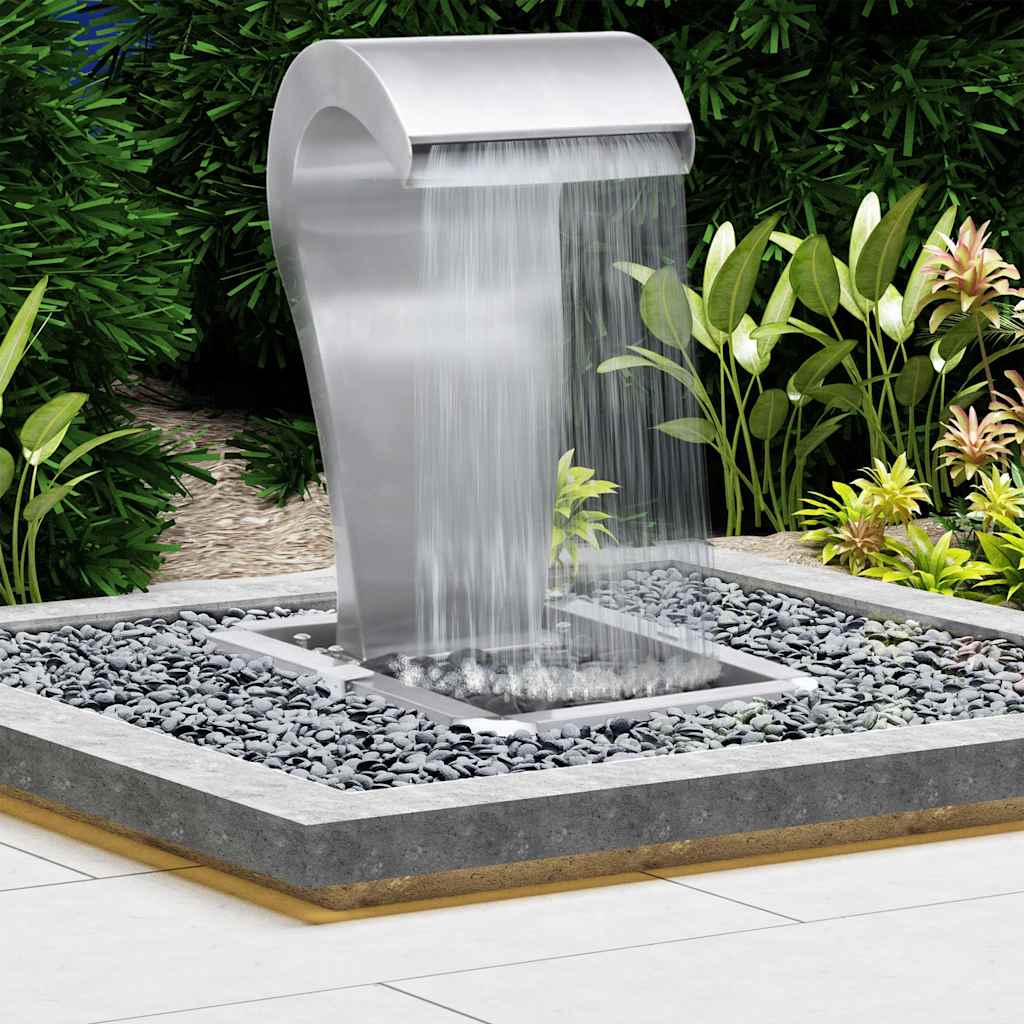Garten-Wasserfall Silbern 34x49x82 cm Edelstahl