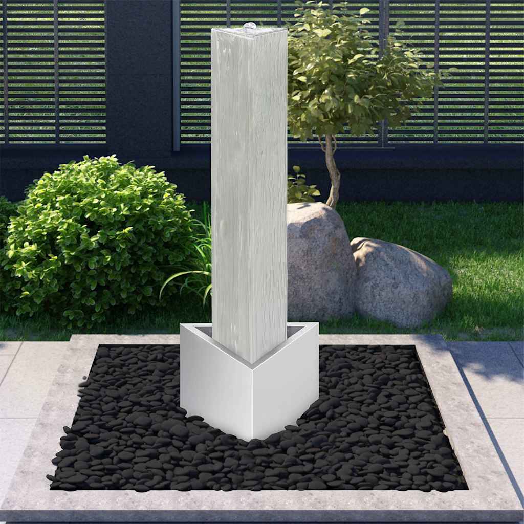Gartenbrunnen Silbern 37,7x32,6x110 cm Edelstahl