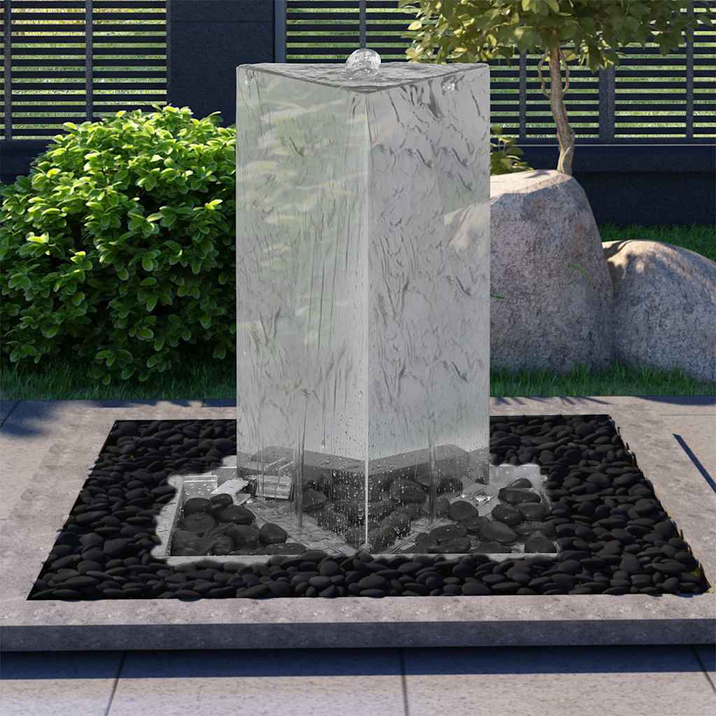 Gartenbrunnen mit Pumpe Edelstahl 76 cm Dreieckig