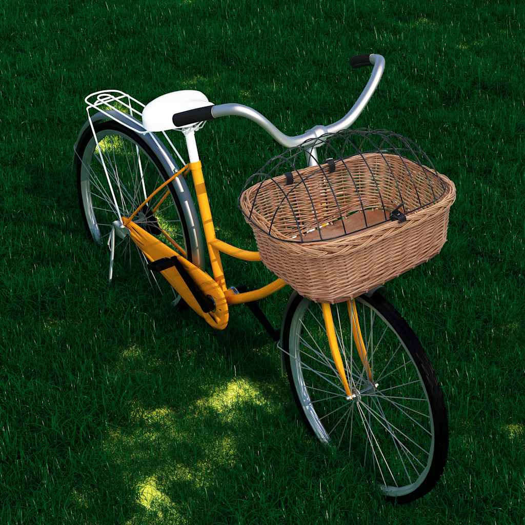 Fahrradkorb Vorne mit Deckel 50x45x35 cm Natur Weide