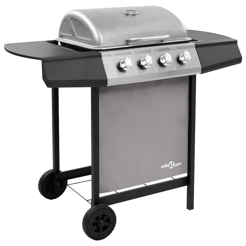 Gasgrill mit 4 Flammen Schwarz und Silbern