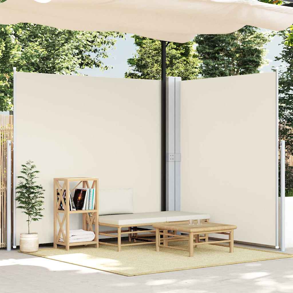 Ausziehbare Seitenmarkise Doppelt 170 x 600 cm Creme