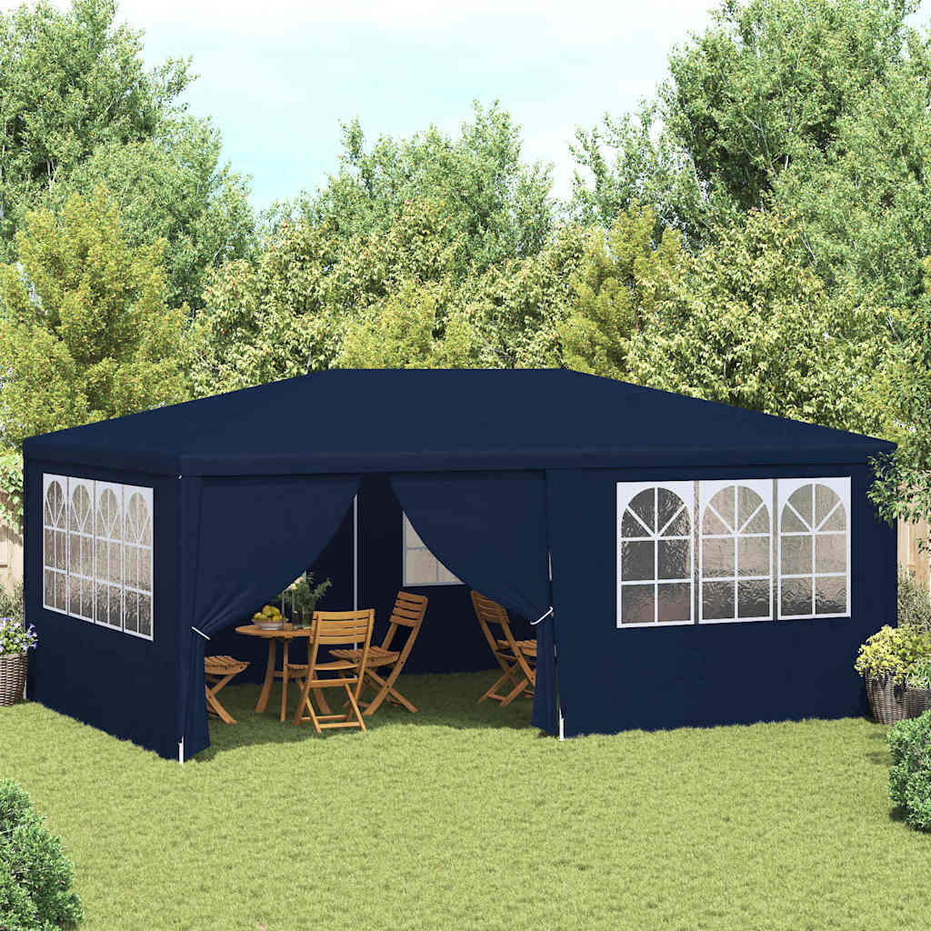 Profi-Partyzelt mit Seitenwänden 4×6 m Blau 90 g/m²