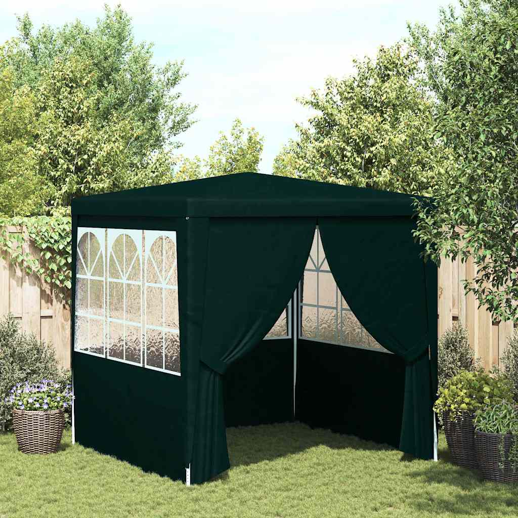 Profi-Partyzelt mit Seitenwänden 2×2m Grün 90 g/m²