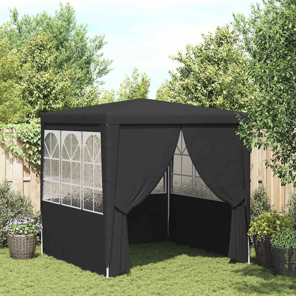 Profi-Partyzelt mit Seitenwänden 2,5×2,5m Anthrazit 90 g/m²