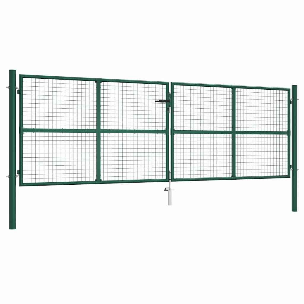 Maschen-Gartentor aus Stahl 400 x 125 cm Grün