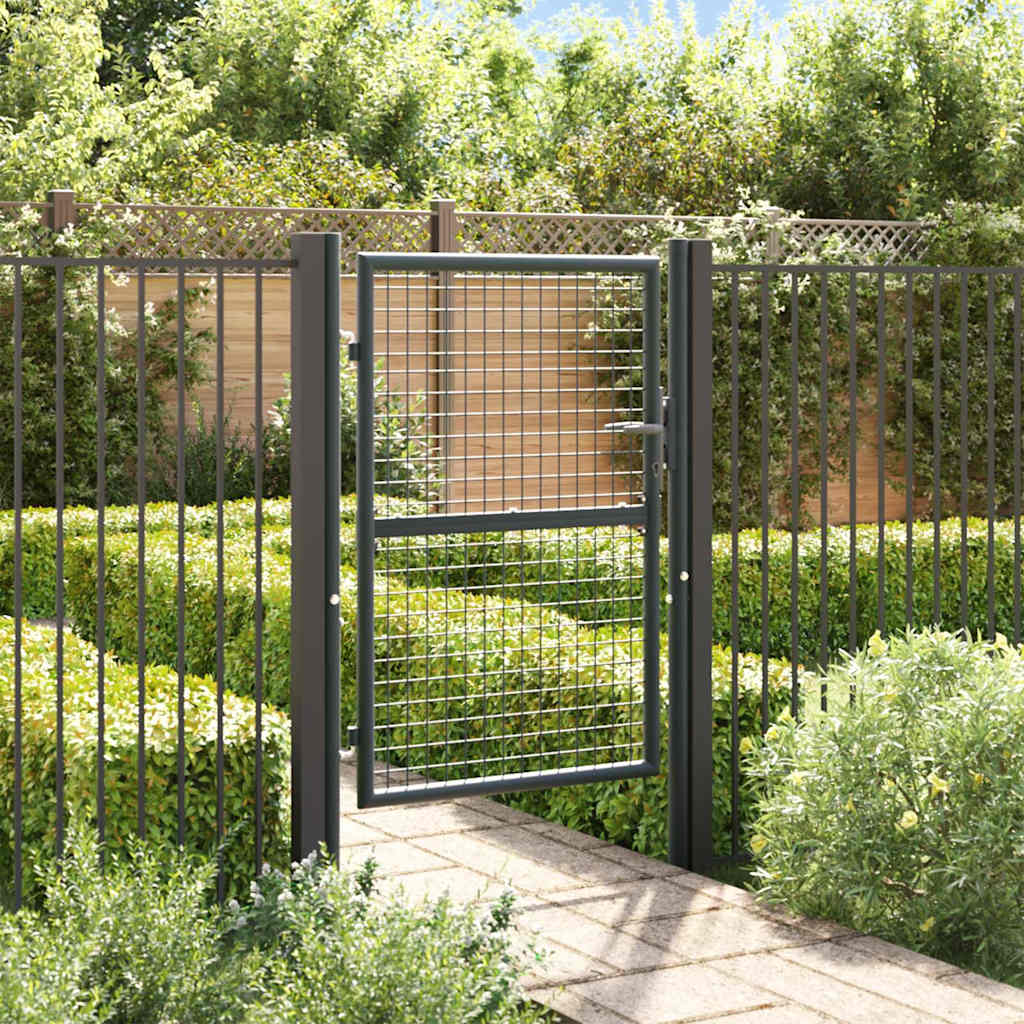 Maschen-Gartentor verzinkter Stahl 100 x 125 cm Grau