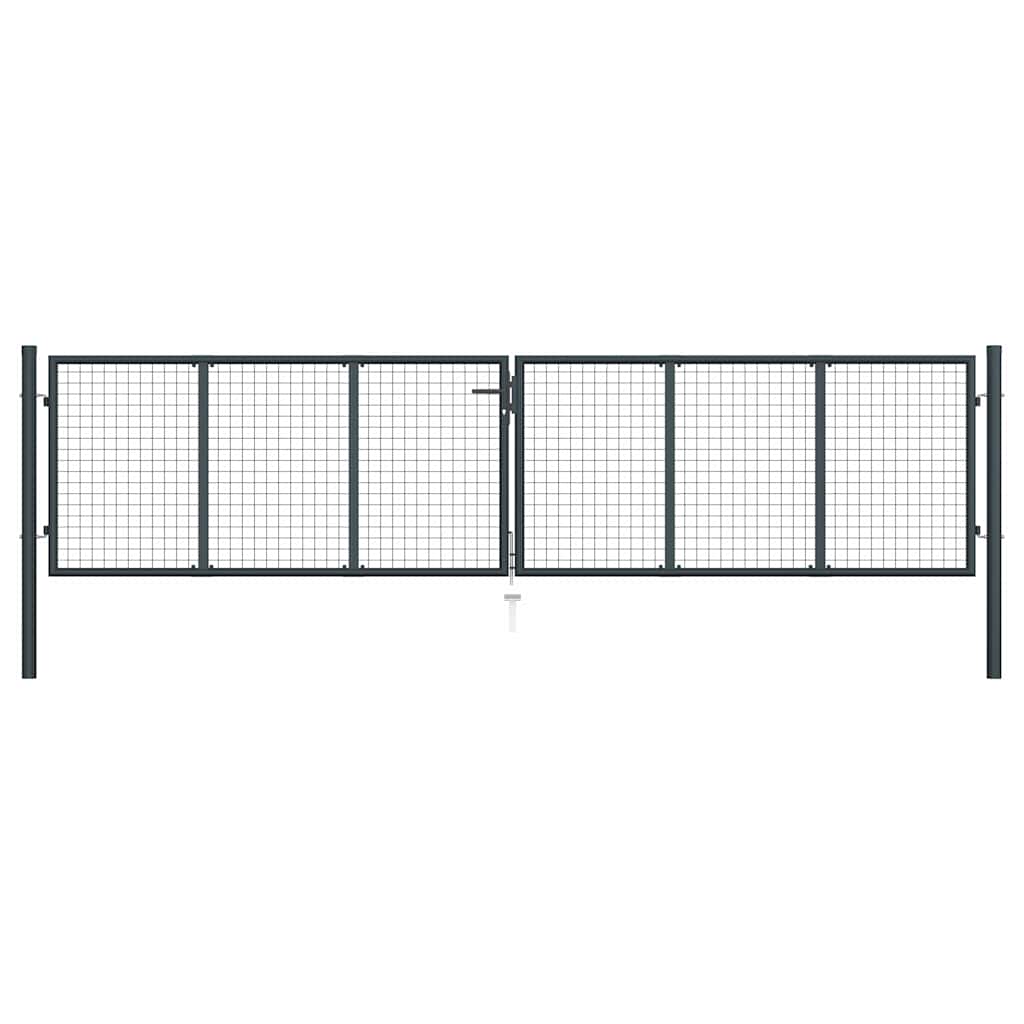 Maschen-Gartentor verzinkter Stahl 400 x 100 cm Grau