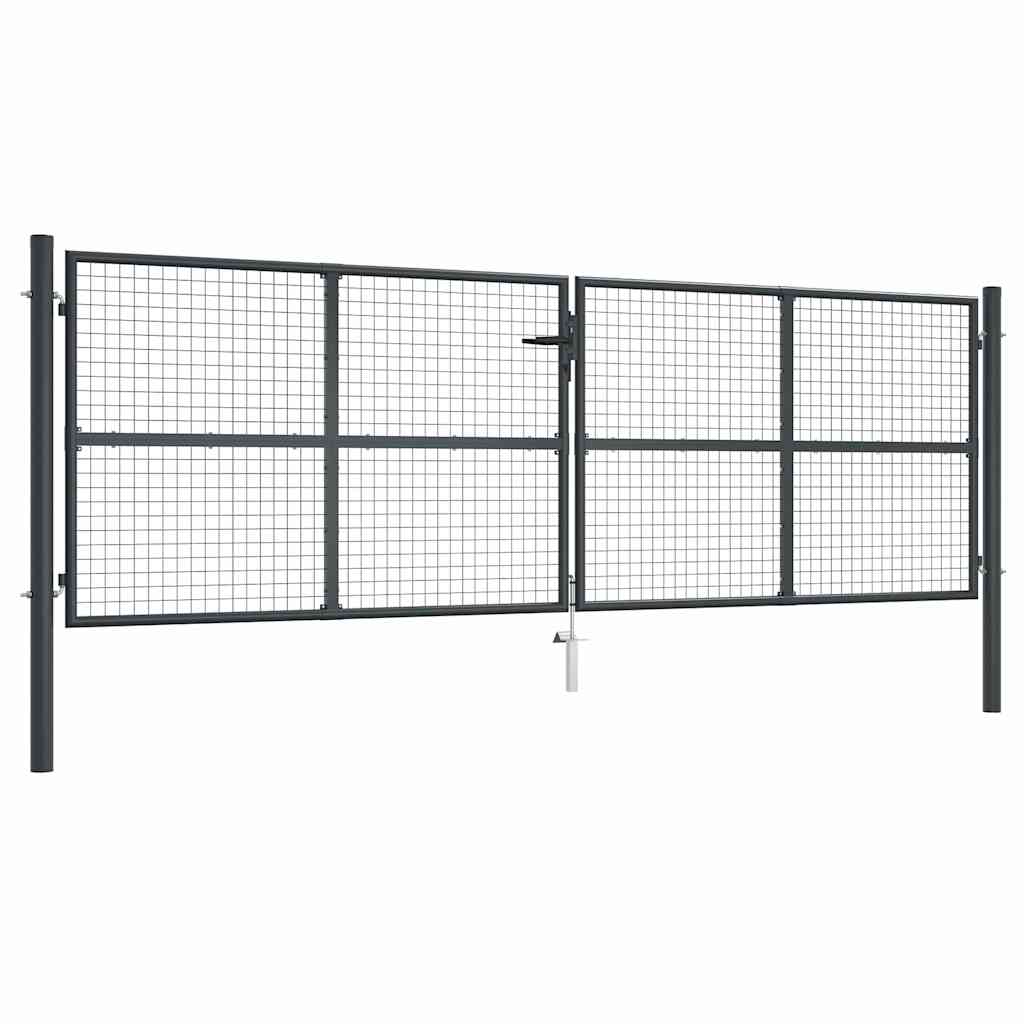 Maschen-Gartentor verzinkter Stahl 400 x 125 cm Grau