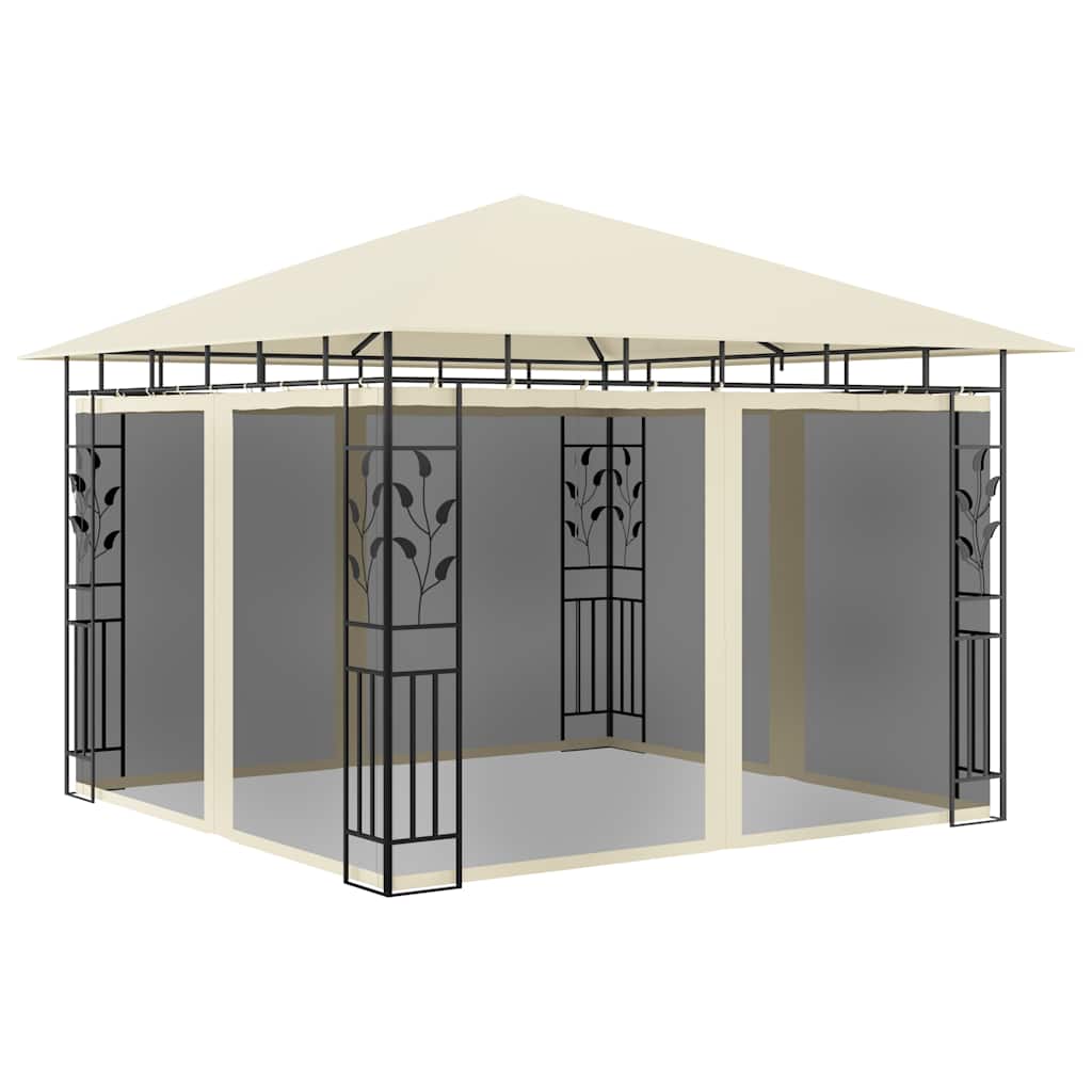 Pavillon mit Moskitonetz 3x3x2,73 m Creme 180 g/m²