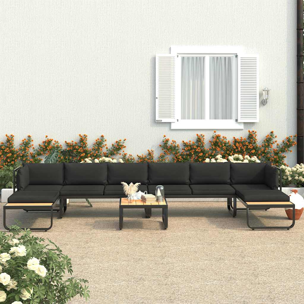 5-tlg. Garten-Ecksofa-Set mit Auflagen Aluminium und WPC