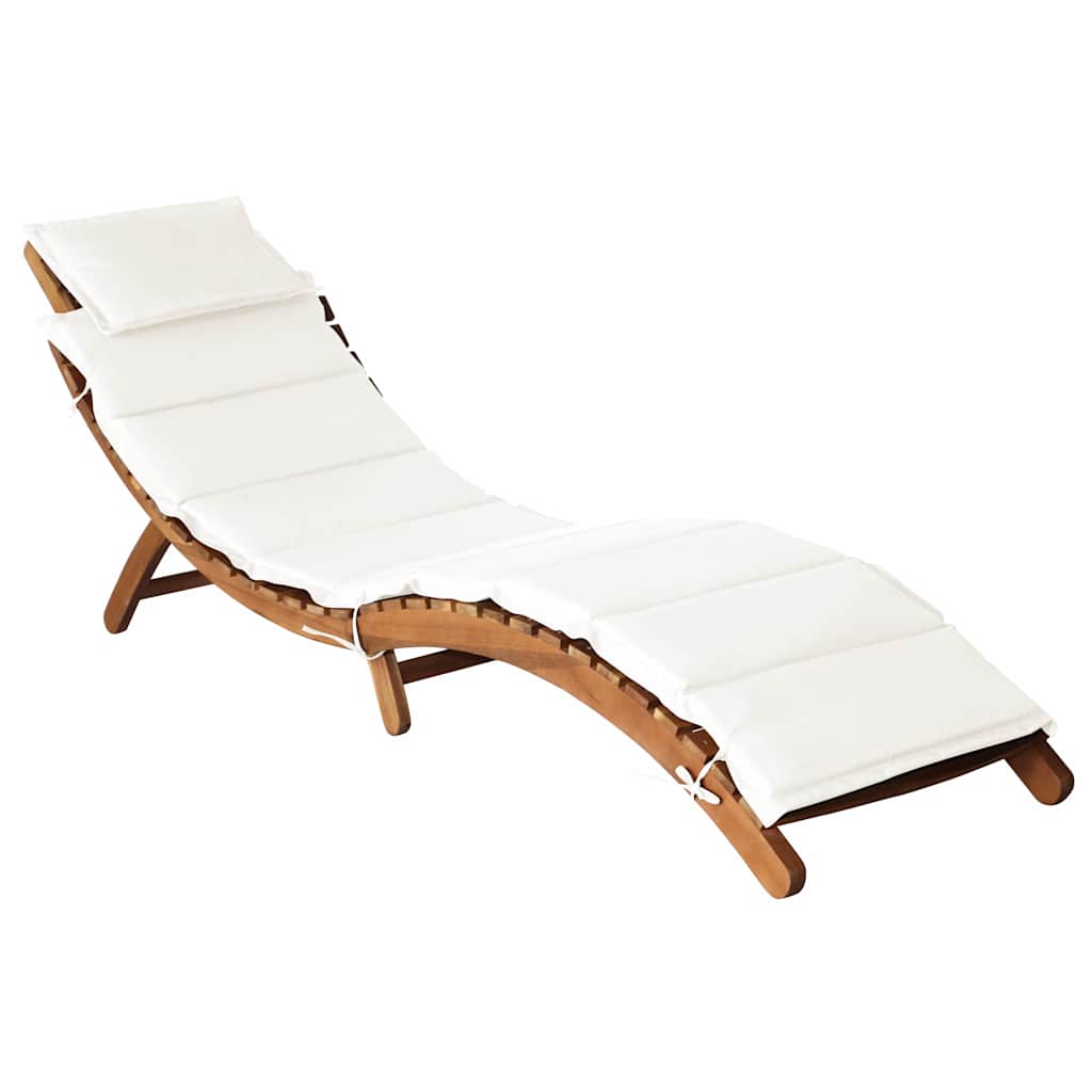 Sonnenliegen Massivholz Akazie Creme