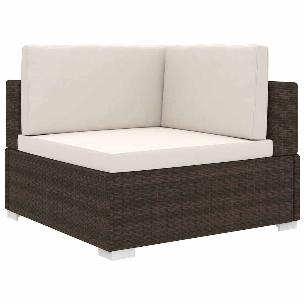 Modular-Ecksessel mit Kissen Poly Rattan Braun