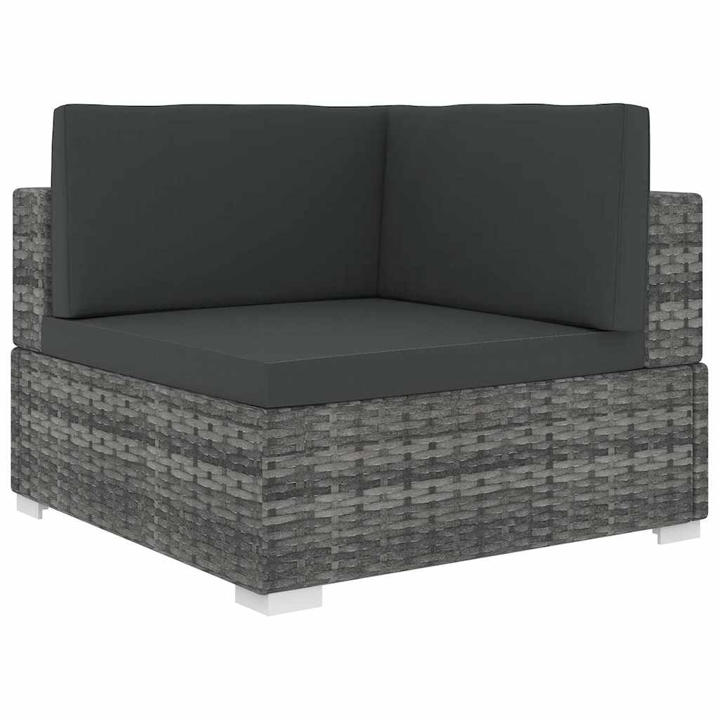 Sofa-Eckteil mit Kissen Poly Rattan Grau