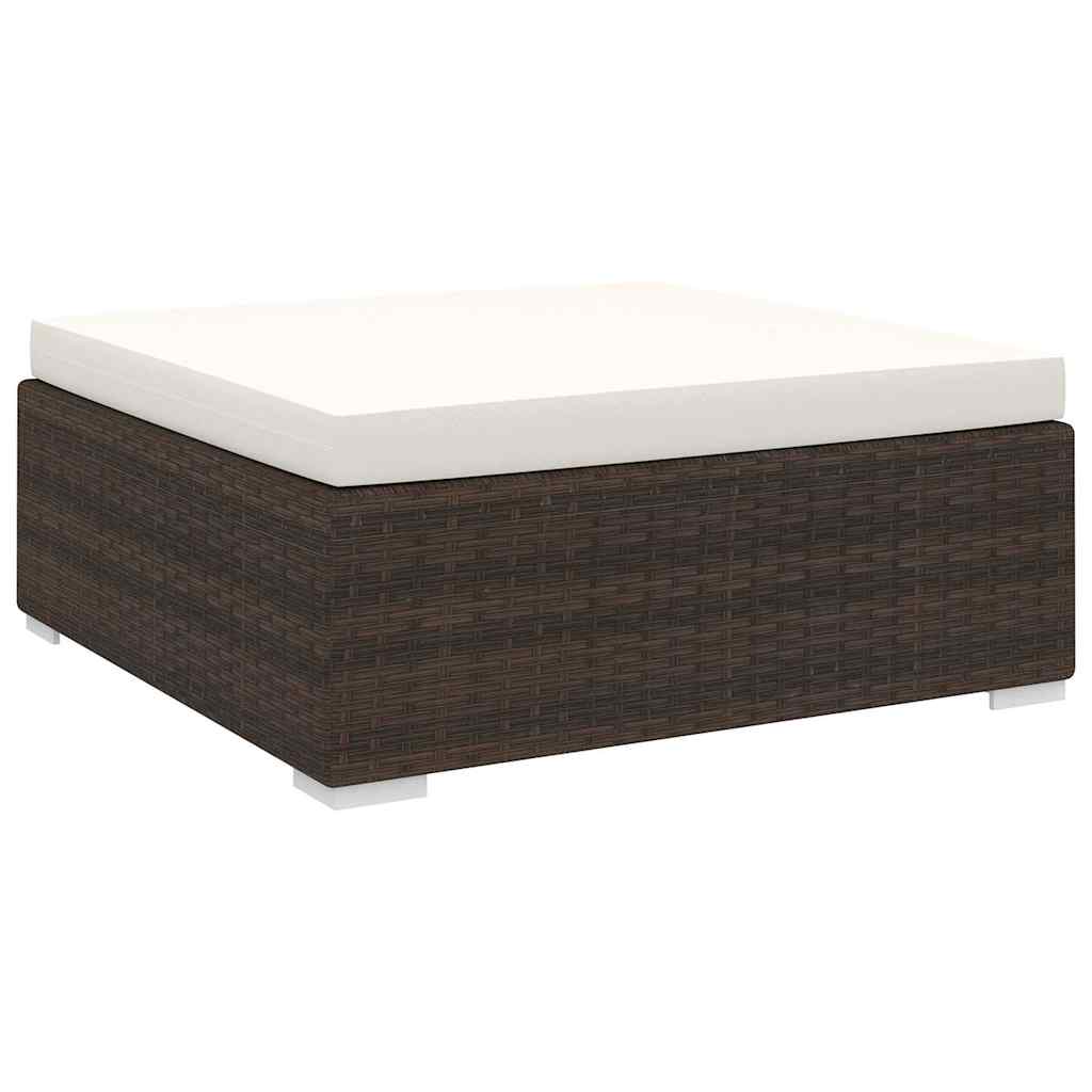 Modular-Fußhocker mit Kissen Poly Rattan Braun