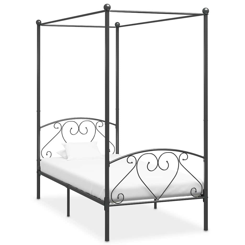 Himmelbett-Gestell Grau Metall 120 x 200 cm
