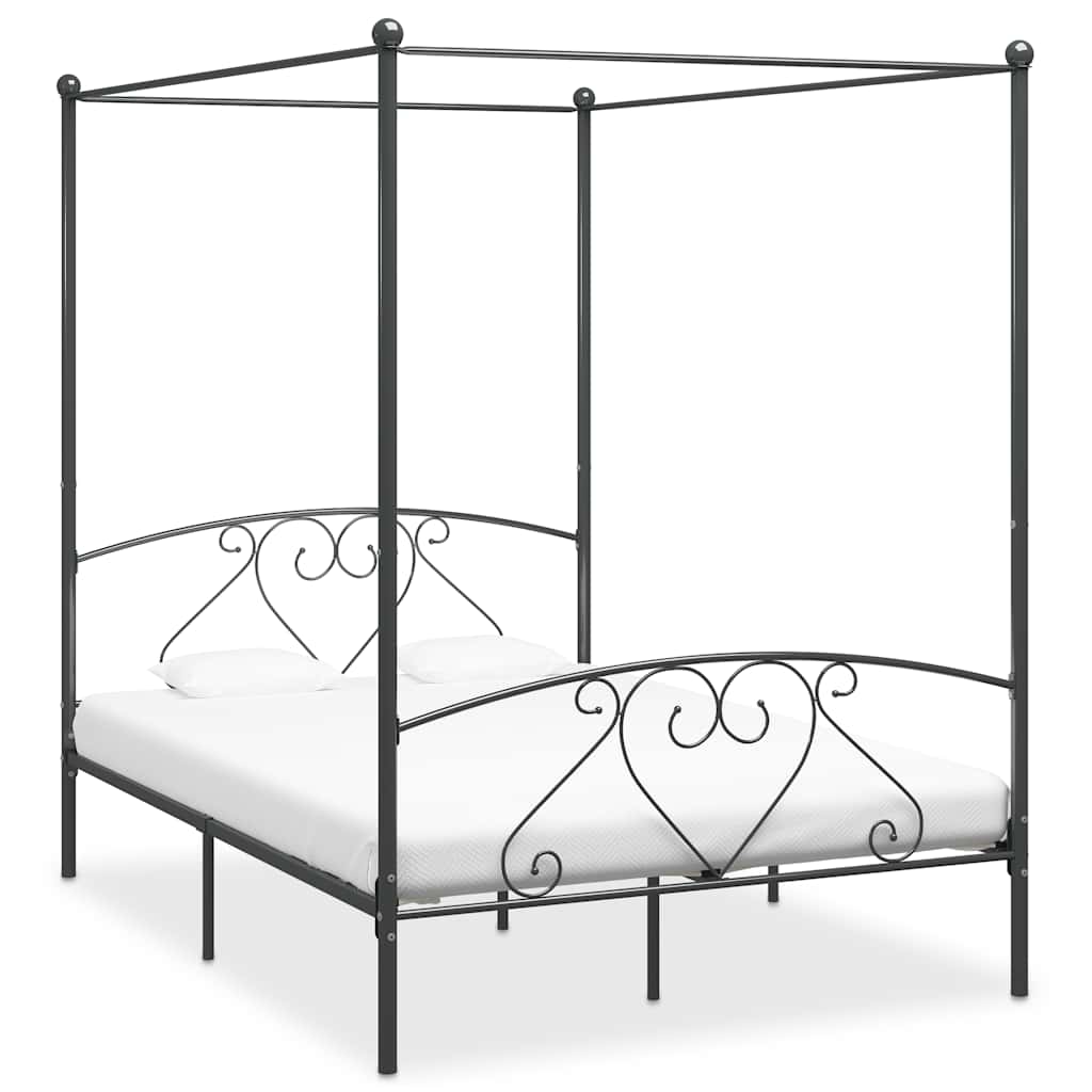 Himmelbett-Gestell Grau Metall 160 x 200 cm