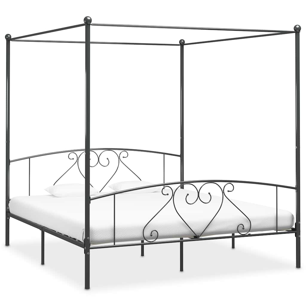 Himmelbett-Gestell Grau Metall 200 x 200 cm