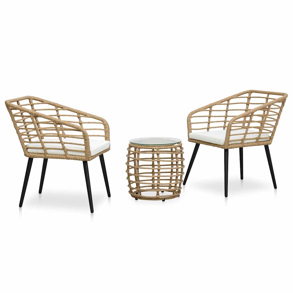 3-tlg. Bistro-Set Poly Rattan Eiche