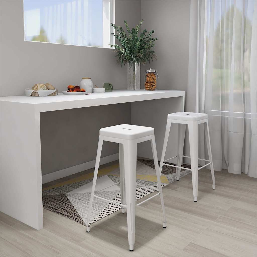 Barhocker Stapelbar 2 Stk. Weiß Metall