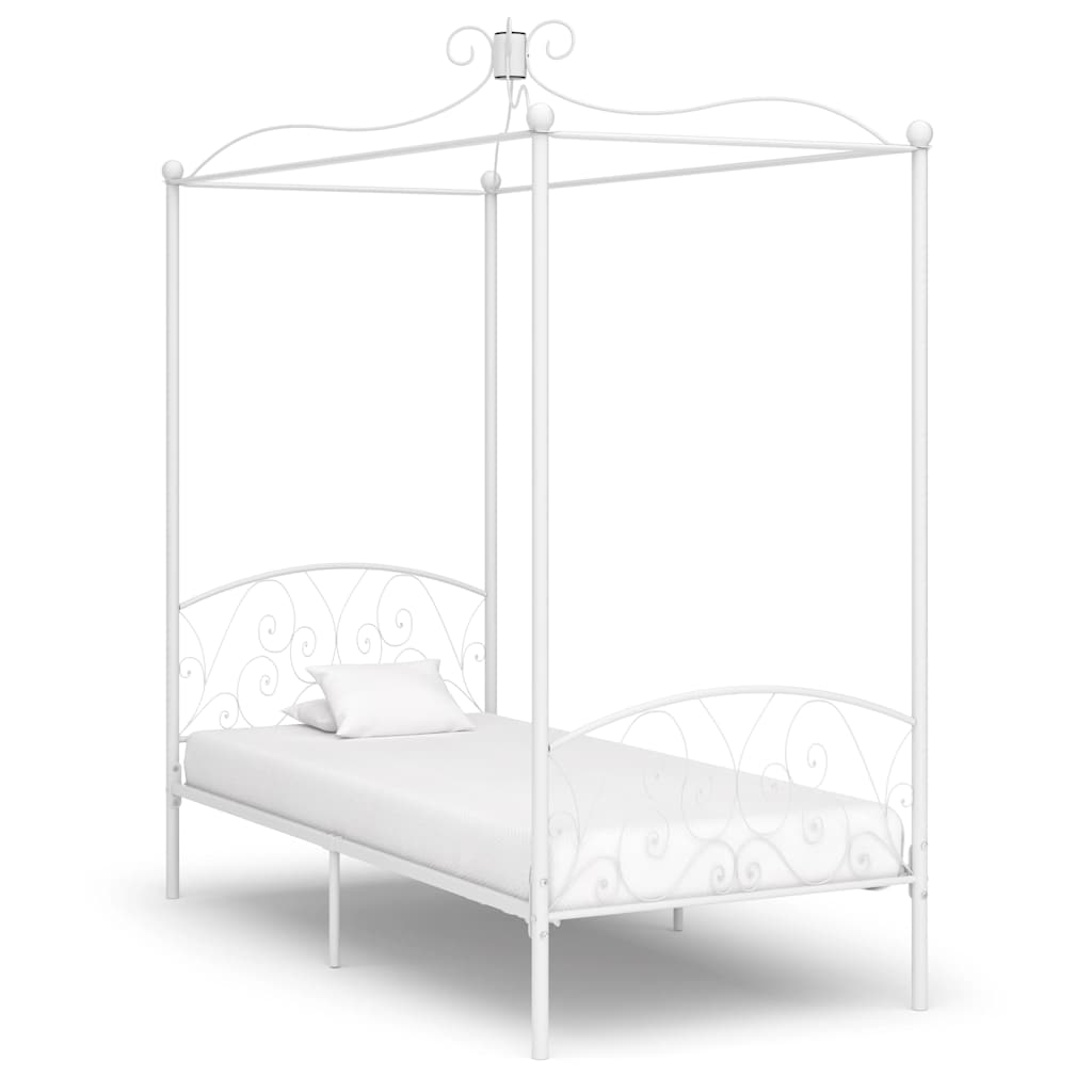 Himmelbett-Gestell Weiß Metall 100 x 200 cm