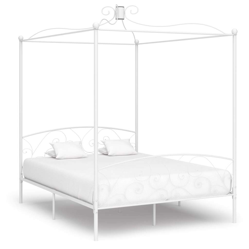 Himmelbett-Gestell Weiß Metall 180 x 200 cm