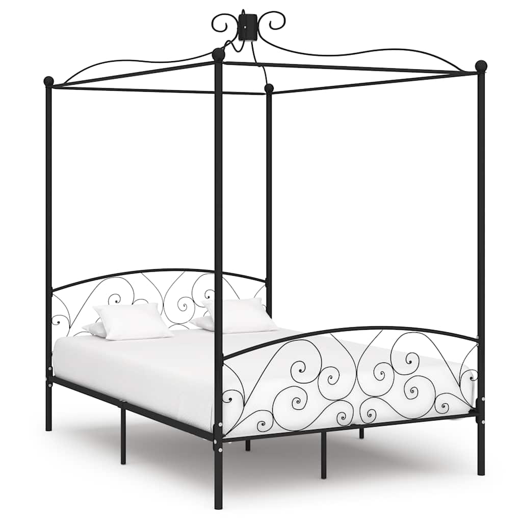 Himmelbett-Gestell Schwarz Metall 140 x 200 cm