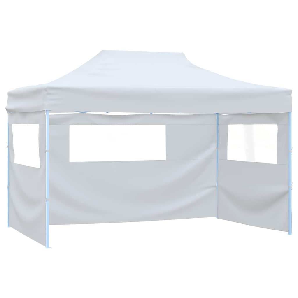 Partyzelt Faltbar mit 3 Seitenteilen 291x413x315 cm Weiß