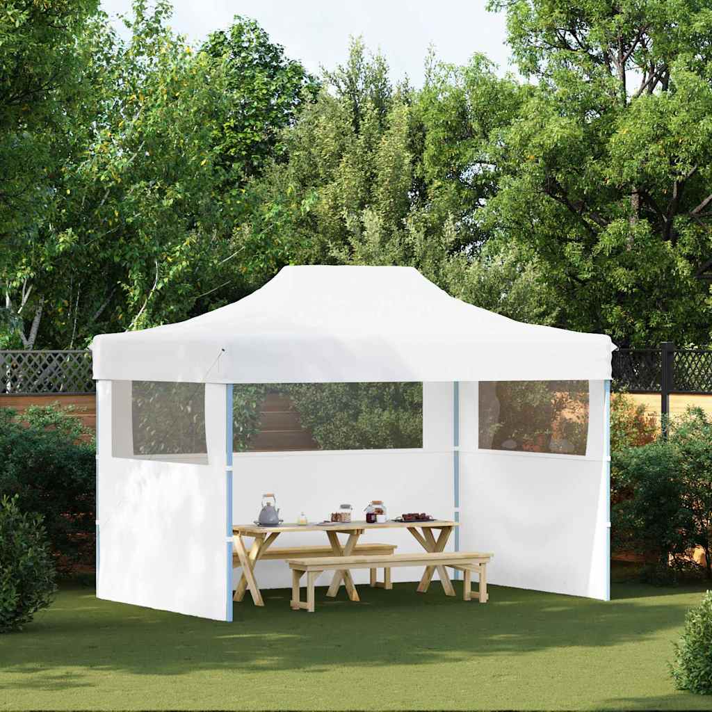 Profi-Partyzelt Faltbar mit 3 Seitenwänden 280x410x315 cm Stahl Weiß