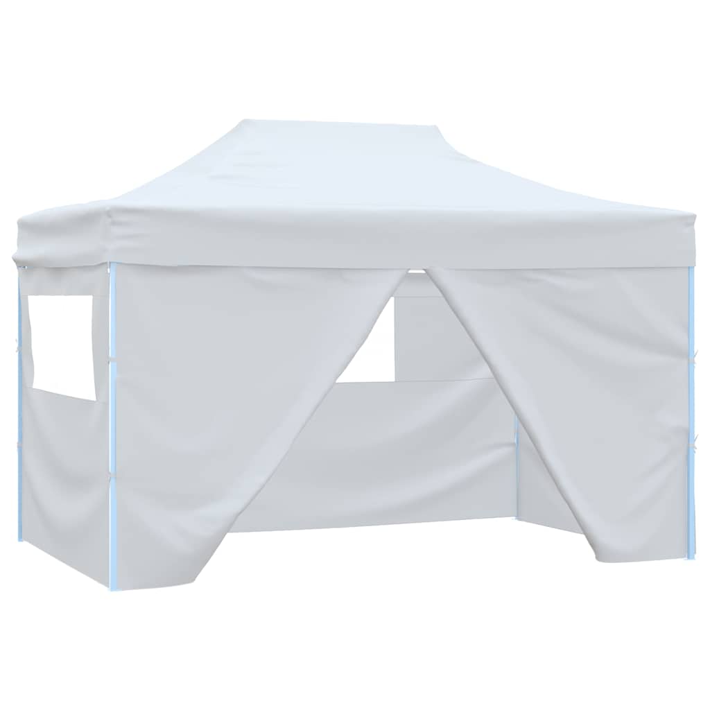 Profi-Partyzelt Faltbar mit 4 Seitenwänden 280x410x315 cm Stahl Weiß