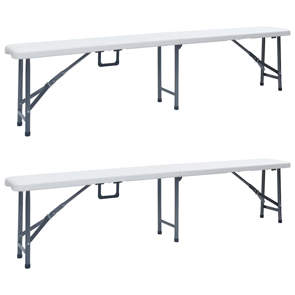 Klappbare Gartenbänke 2 Stk. 180 cm HDPE Weiß