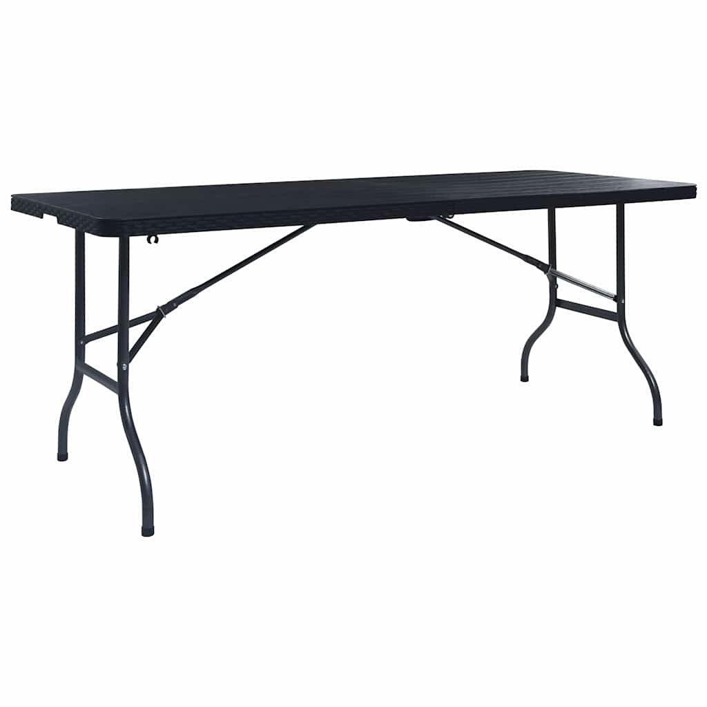 Gartentisch Klappbar Schwarz 180×75×72 cm HDPE Rattan-Optik