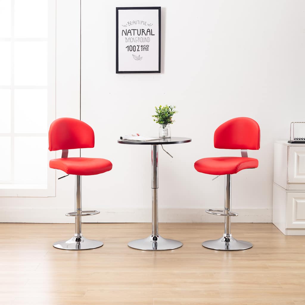 Barhocker 2 Stk. Rot Kunstleder