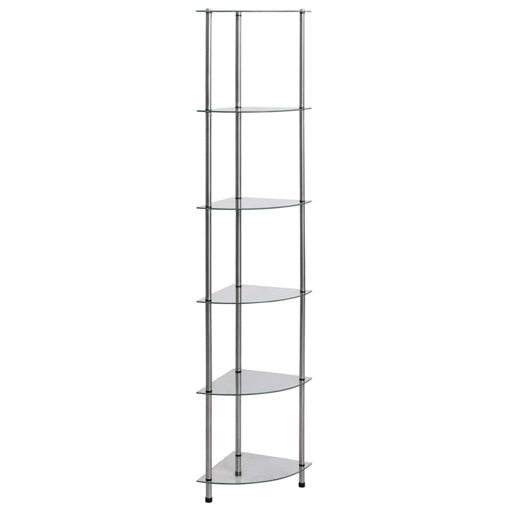 Regal mit 6 Ablagen Transparent 30x30x160 cm Hartglas