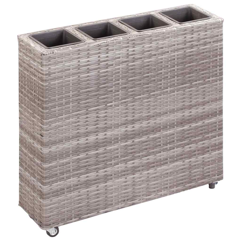 Garten-Hochbeet mit 4 Töpfen 80x22x79 cm Poly Rattan Grau