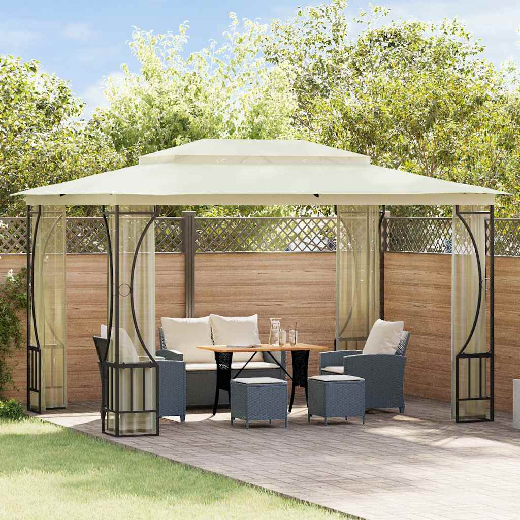 Pavillon mit Netz 300x400x265 cm Creme