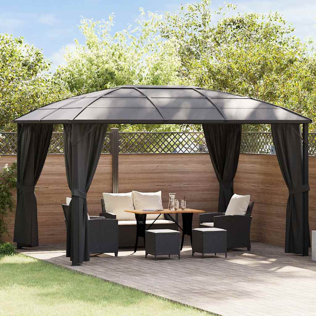 Pavillon mit Vorhängen 400 x 300 x 265 cm Anthrazit