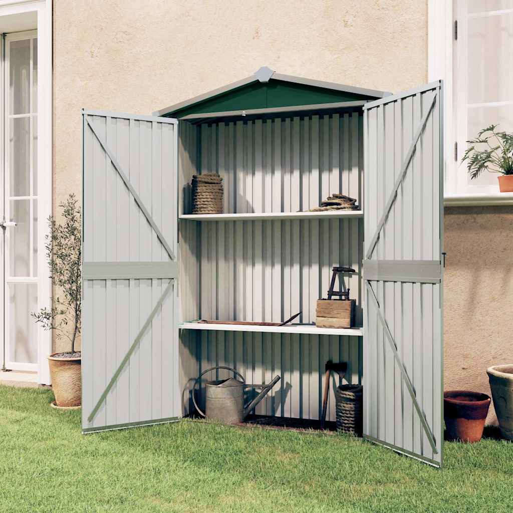 Gerätehaus Grün 116x45x175 cm Verzinkter Stahl
