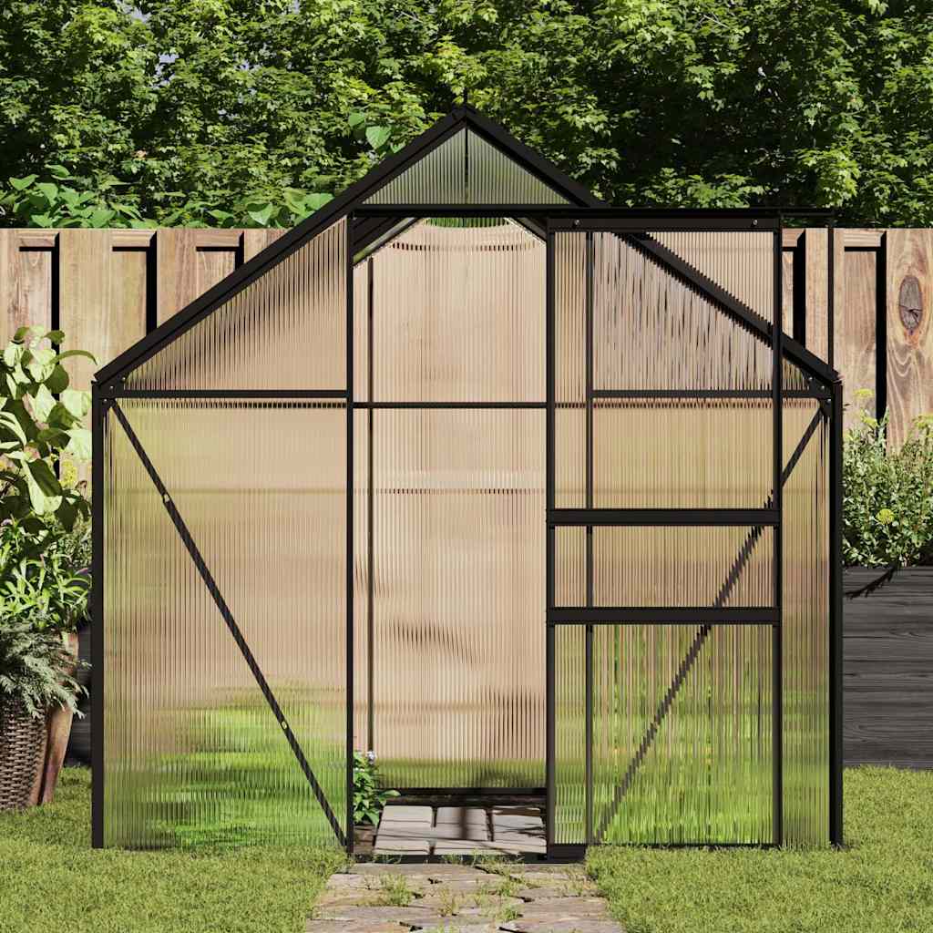 Gewächshaus mit Fundament Anthrazit Aluminium 4,75 m²
