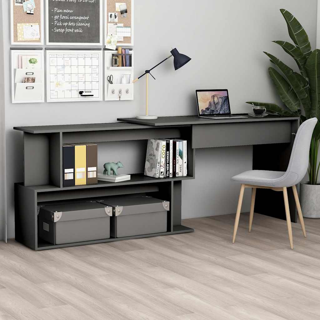 Eckschreibtisch Grau 200x50x76 cm Holzwerkstoff