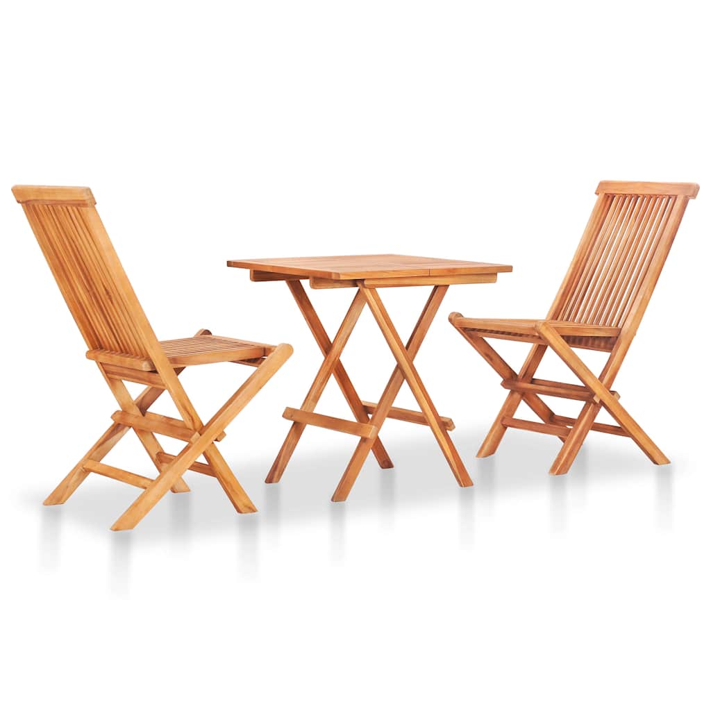 3-tlg. Bistro-Set Klappbar Teak Massivholz